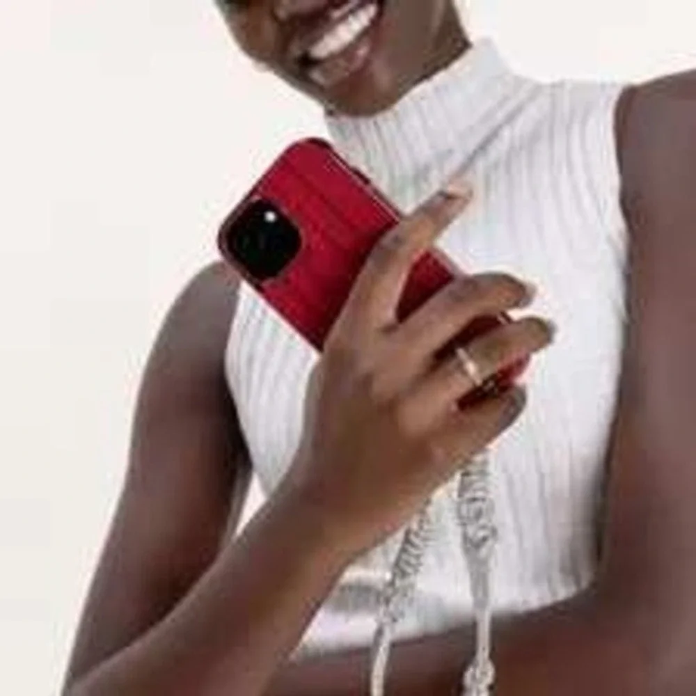 Red Cable Knit iPhone 14 Pro Max Case with Strap Loops‎ Metallic Trim Cozy Style